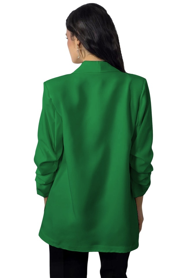 Sacou cu maneca incretita Alessia si buzunare decorative, Verde deschis, Marime S/M - 3 | YEO
