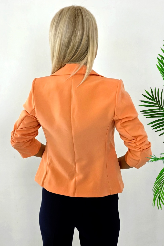 Sacou elegant Gisela, maneca cu fronseu si croi scurt, Portocaliu - 1 | YEO