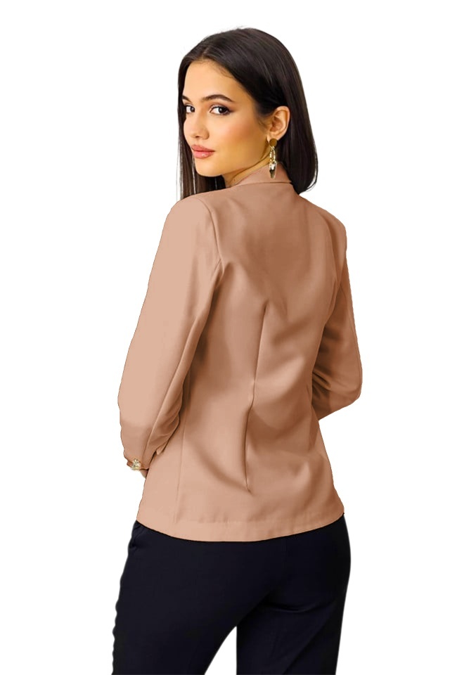 Sacou scurt Zayre, cu butoni si buzunare decorative, Bej, Marime S/M - 1 | YEO