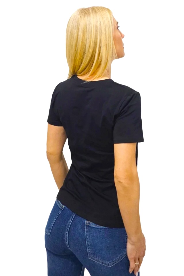 Tricou bumbac NOREA, cu paiete, MIRACLE Negru - 1 | YEO