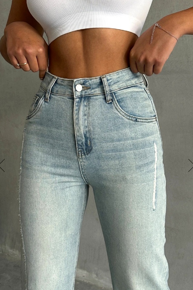 Blugi de femei wide leg Tripoli, cu super elastan, Albastru zapada