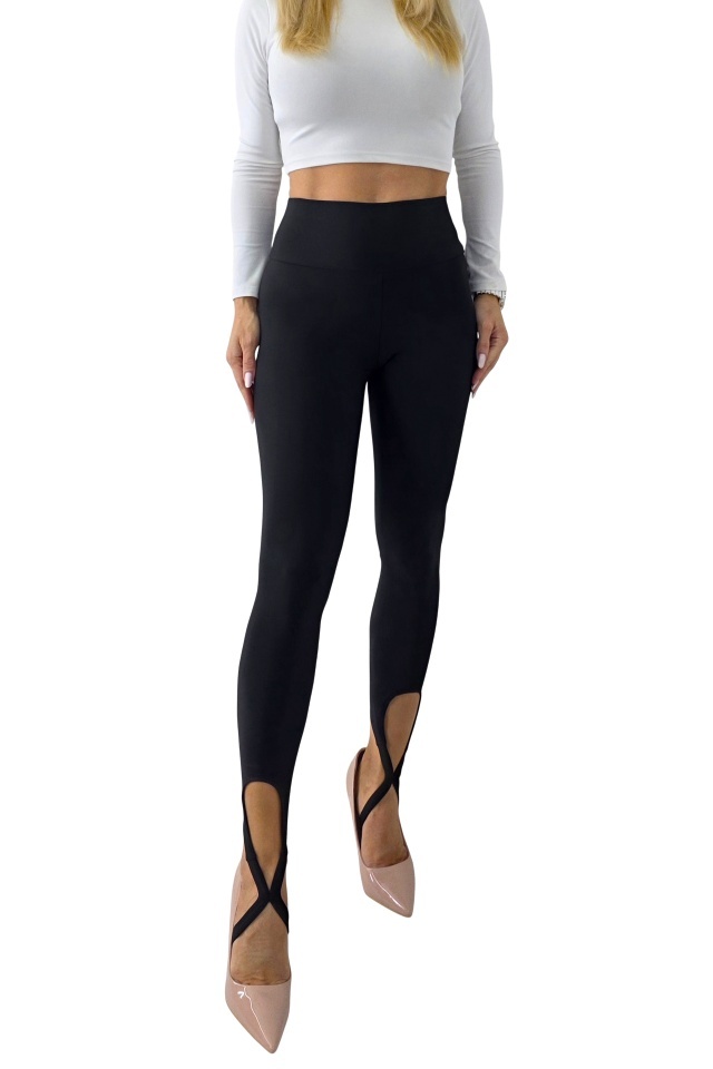 Colanti modelatori BAMBI, cu barete incrucisate la glezna, Negru