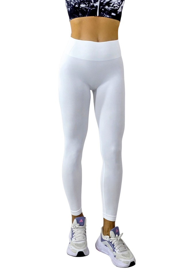 Colanti yoga LYMON, cu banda modelatoare si push up, ALB