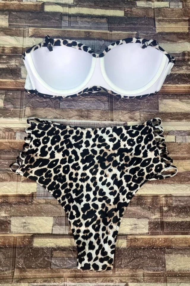 Costum de baie Fenicia, doua piese, Animal print-leopard - 3 | YEO