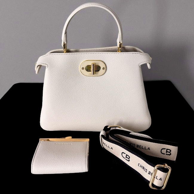 Geanta crossbody eleganta accesorizata, CHRYS, din piele ecologica, Crem - 3 | YEO