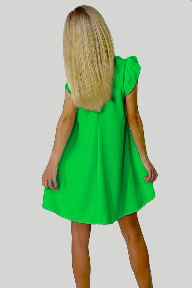 Rochie larga Azzuro, cu umeri bufanti si croiala in A, Verde , Marime universala S/M/L