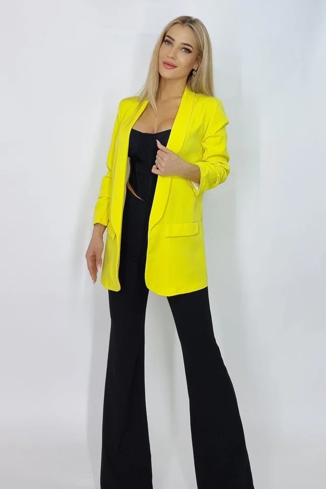 Sacou casual BLUMY, cu lungime medie si clapete, Galben, Marime XL/2XL - 3 | YEO