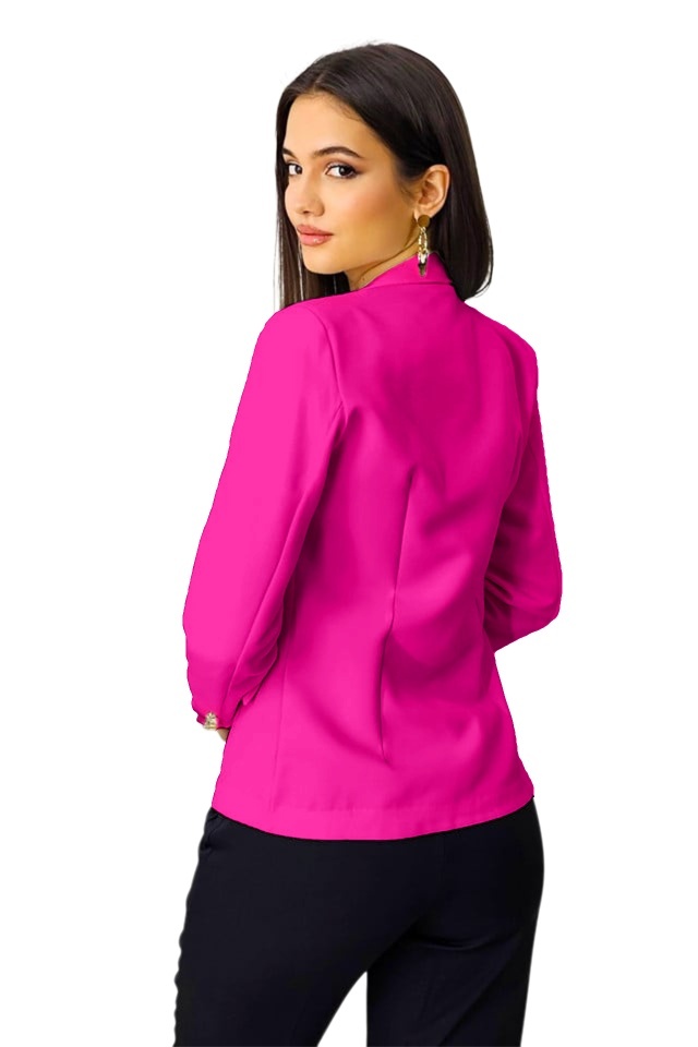 Sacou dama Zayre, cu butoni si buzunare decorative, Fucsia, Marime S/M - 1 | YEO