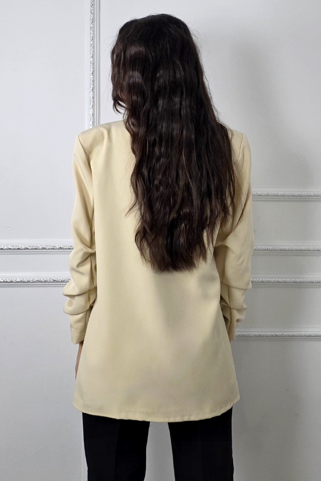 Sacou office Alessia, cu buzunare decorative, Cappuccino, Marime S/M - 1 | YEO
