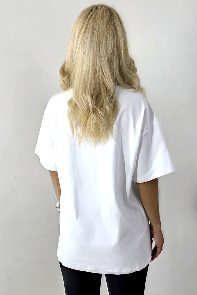 Tricou dama print realist BuBu TOY si colier jucarie plus, Alb, Marime S/M/L - 1 | YEO
