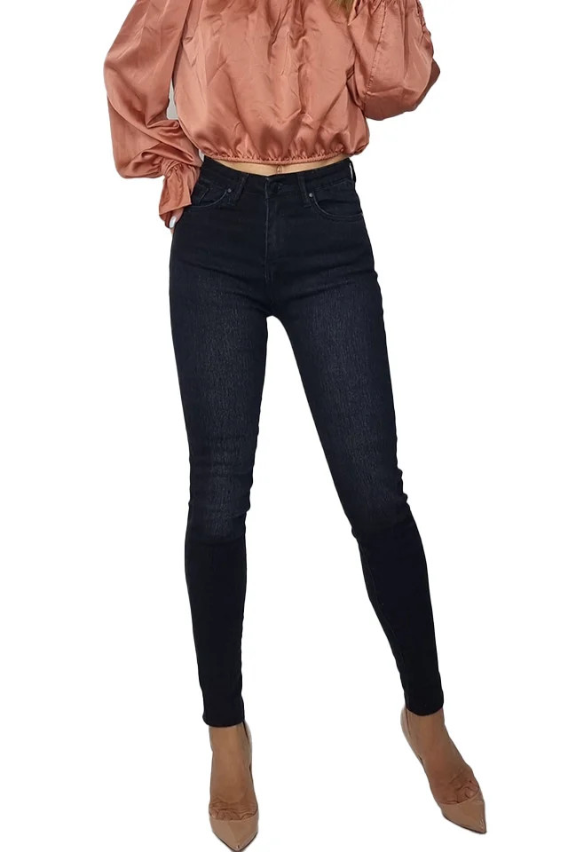 Blugi dama skinny Chiara, cu efect de push up, Negru