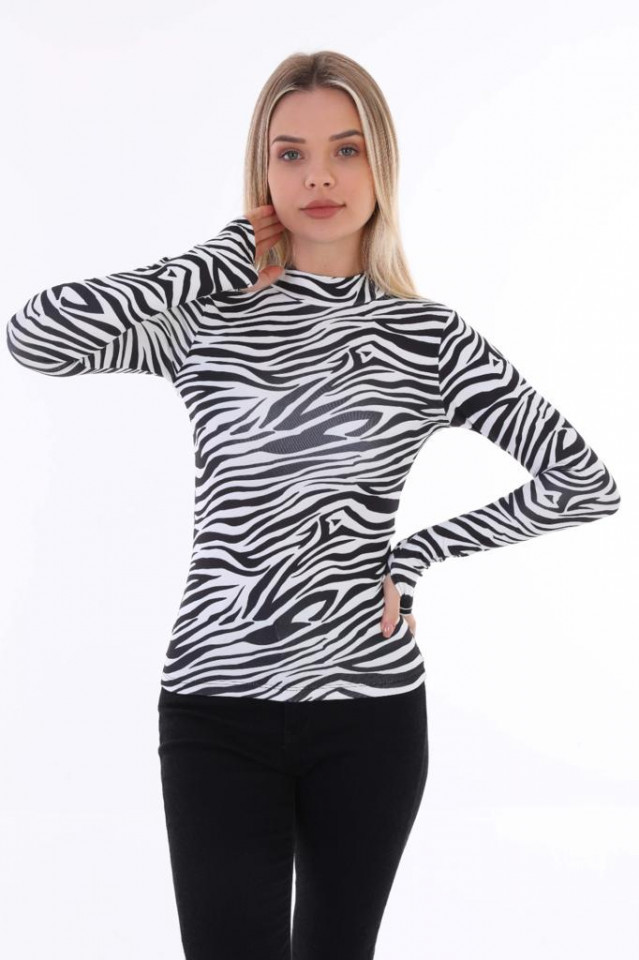 Bluza cropped Bella, pe gat, Zebra - 2 | YEO