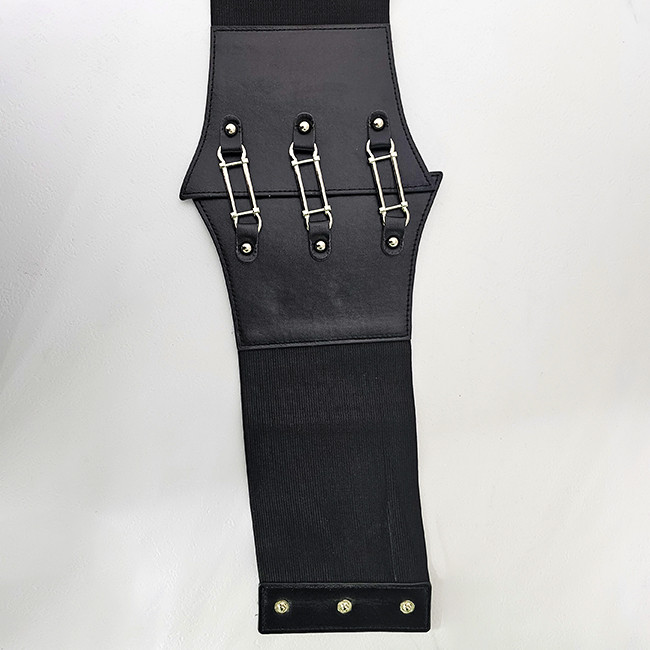 Centura corset Tao, din piele ecologica, elastica, cu capse si detalii metalice - 3 | YEO