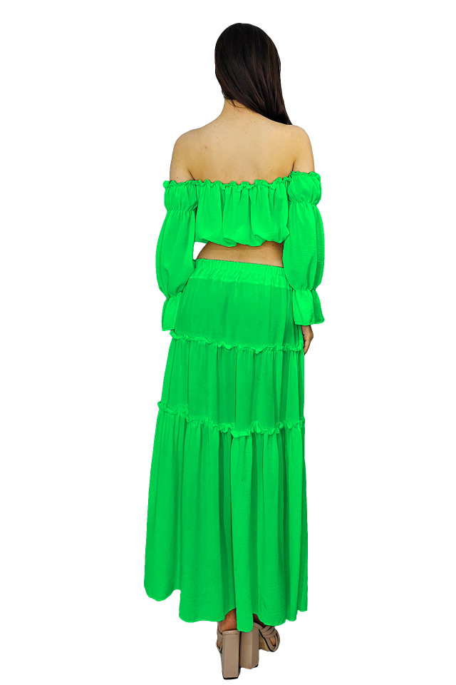Compleu Berna fusta si camasa, Verde, Masura S/M - 4 | YEO