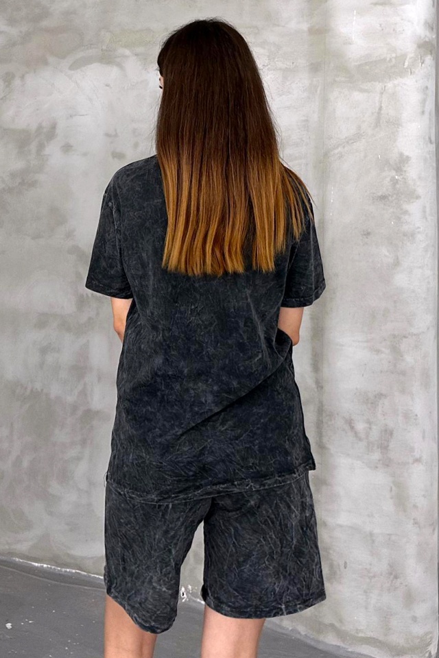 Compleu de dama RUDY, pantaloni scurti si tricou cu paiete, Negru Mickey - 1 | YEO