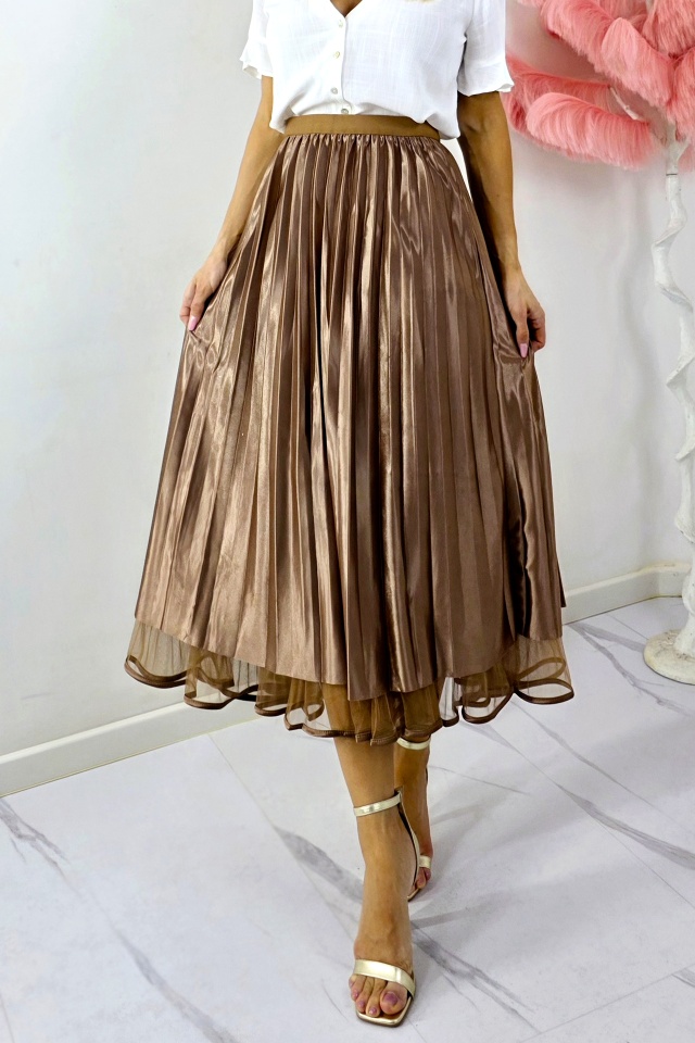 Fusta lunga cu doua fețe, LUNA, aspect plisat si tull, MARO, Marime S/M/L - 3 | YEO
