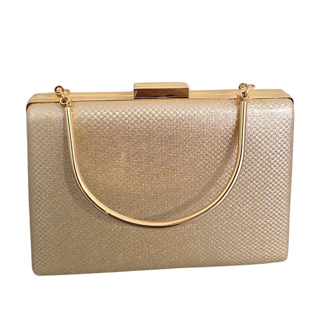 Geanta de ocazie, SYLVI, tip clutch, cu lant detasabil auriu si piele ecologica, GOLD - 3 | YEO