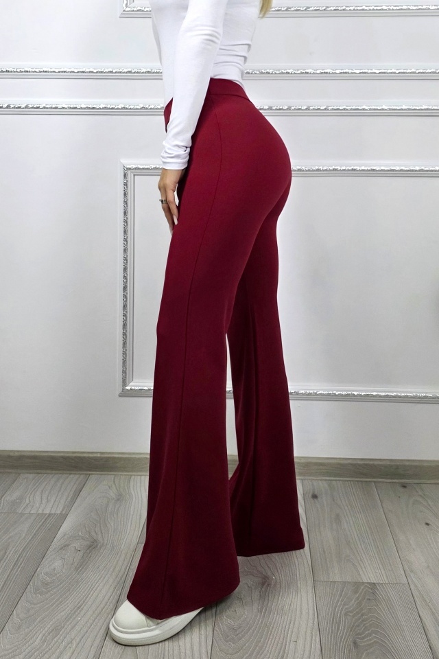 Pantaloni Politeh, evazati, cu talie inalta, Rosu, Marime S/M - 1 | YEO