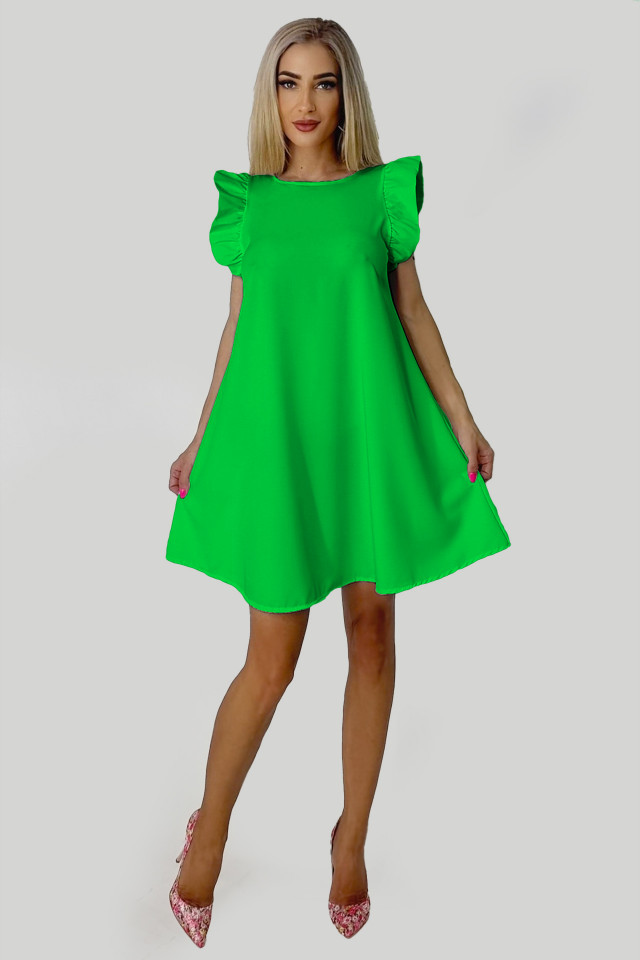 Rochie larga Azzuro, cu umeri bufanti si croiala in A, Verde , Marime universala S/M/L