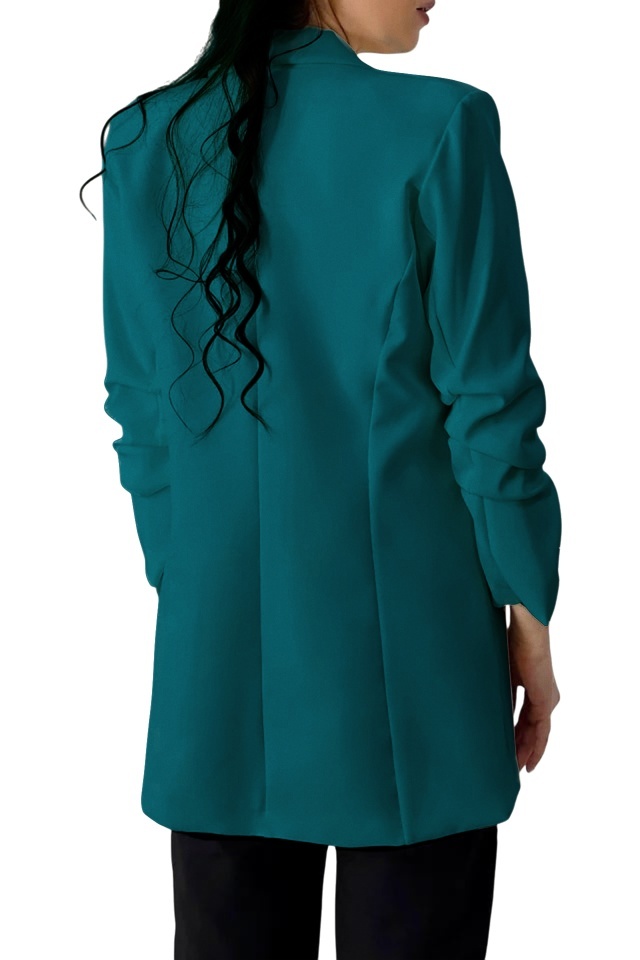 Sacou business Alessia, cu buzunare decorative, Turquoise, Marime S/M - 1 | YEO
