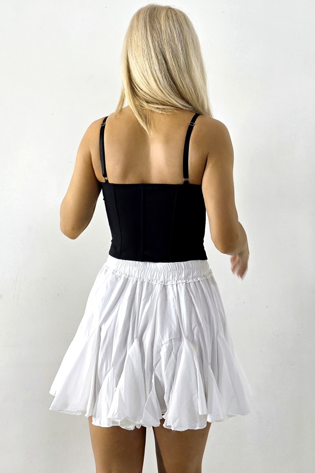 Top Corset retro DOLL Style, cu dantela, volane si funda detasabila, Negru - 1 | YEO