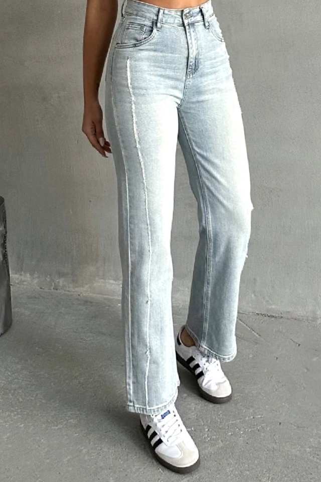 Blugi de femei wide leg Tripoli, cu super elastan, Albastru zapada