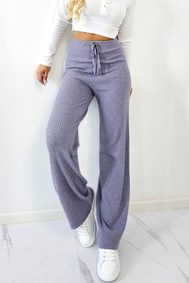 Pantaloni de dama Casmir Style, cu snur si croiala casual, Gri, Marime S/M/L - 3 | YEO