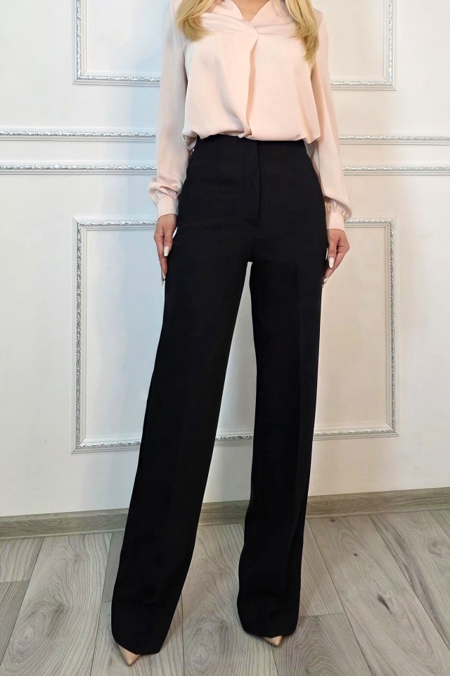 Pantaloni office RAVELLO, croiala lejera si buzunare decorative, Negru