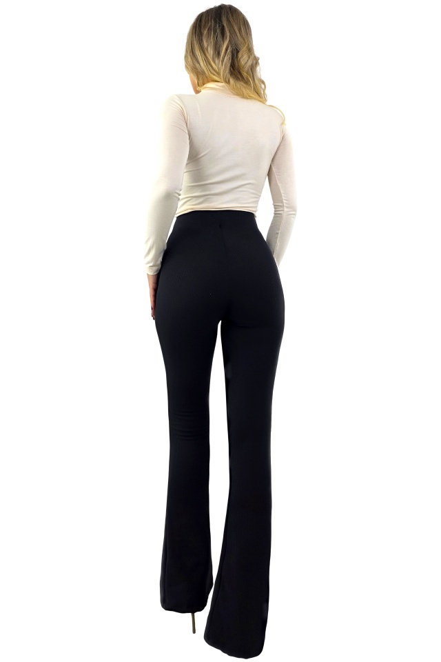 Pantaloni vatuiti, slim evazati, TetraFlex, cu banda modelatoare, Negru