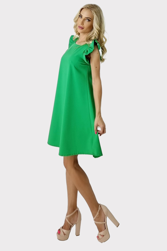 Rochie larga Azzuro, cu umeri bufanti si croiala in A, Verde Smarald, Marime universala S/M/L