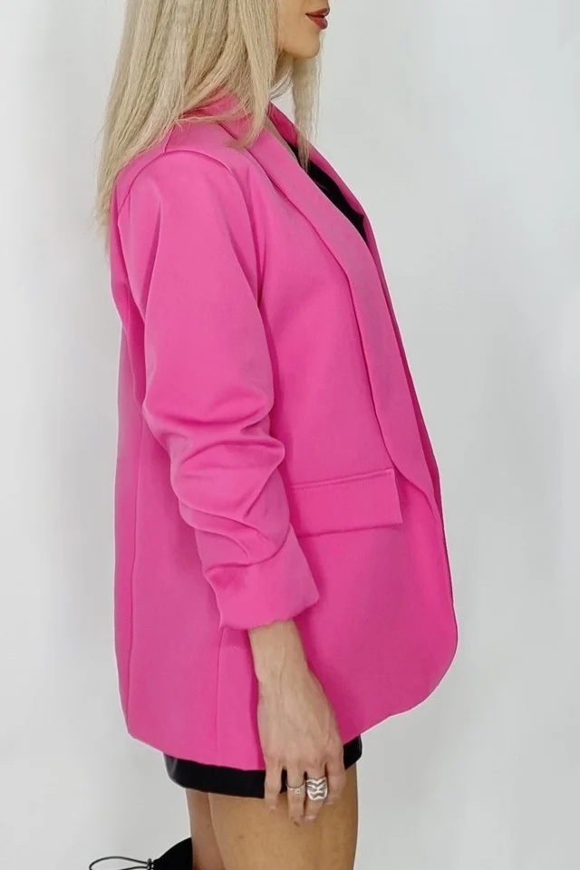Sacou casual BLUMY, cu lungime medie si clapete, ROZ, Marime XL/2XL - 1 | YEO