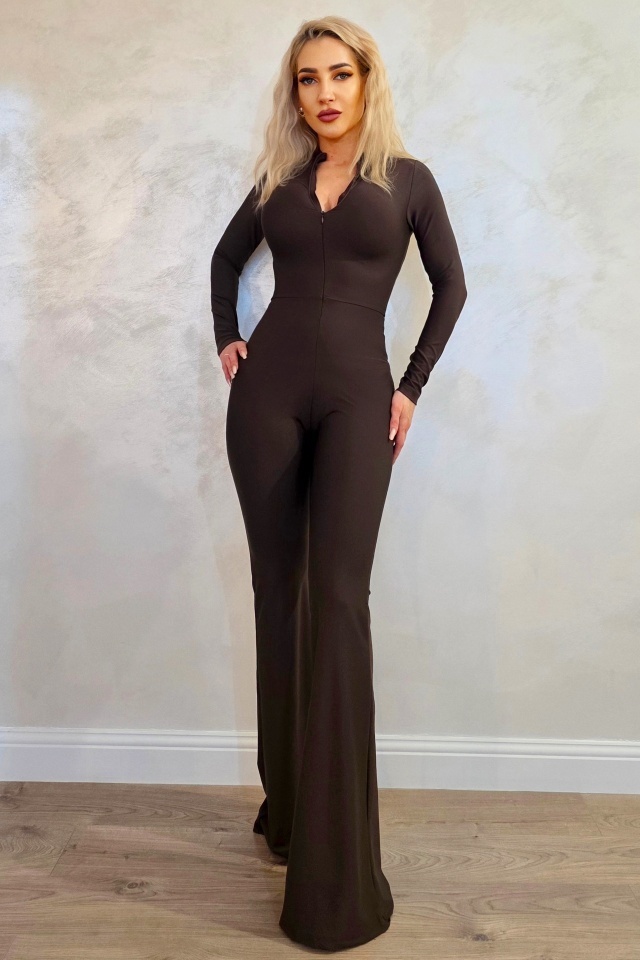 Salopeta evazata NALY, cu fermoar si guler tunica, MARO