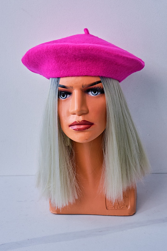 Basca dama French, de tip bereta, Fucsia