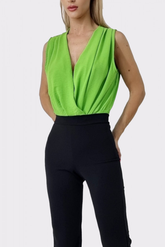Body elegant Mirabela, cu decolteu amplu, Verde deschis