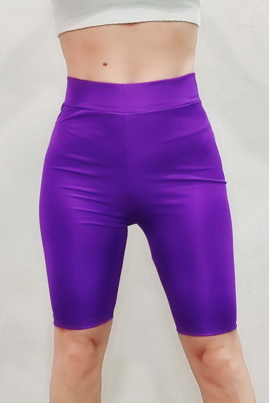 Colanti scurti din lycra cu aspect lucios mov , Marime universala S/M
