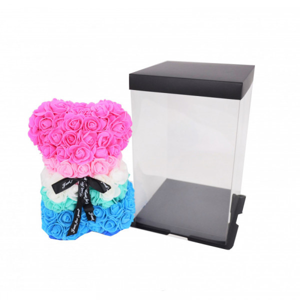 Ursulet Floral Teddy Bear din Trandafiri de spuma, 25 cm, in cutie cadou