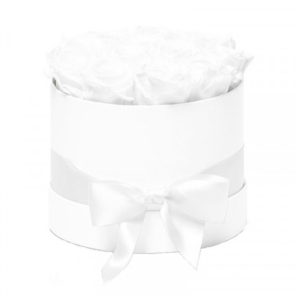 Aranjament floral Trandafiri parfumati de sapun, in cutie alba Luxury M 3