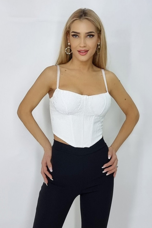 Corset Ruma, cu legare reglabila , Alb