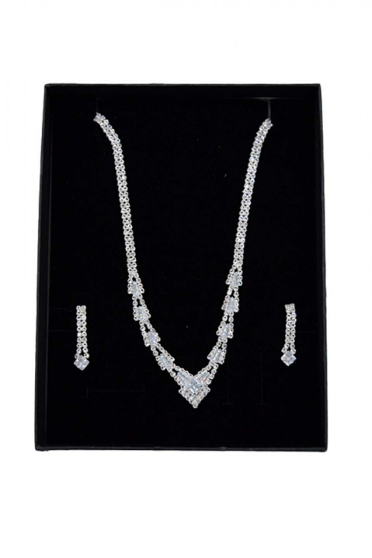 Set Zena, cercei si colier din pietre semipretioase, argintiu, SZ013