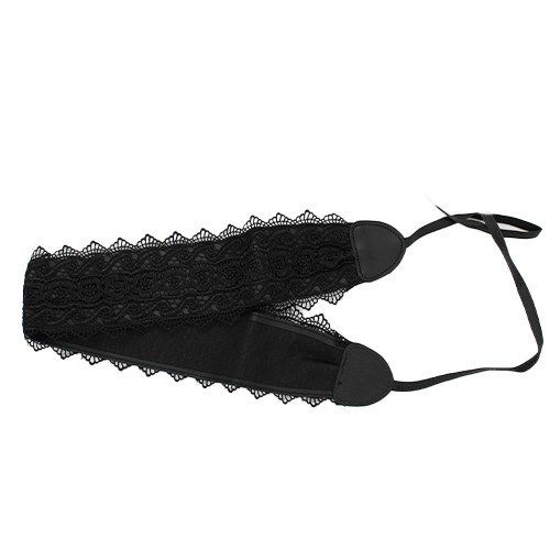Centura corset Maya, in stil traditionat cu dantela, negru