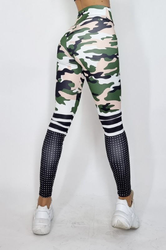 Colanti fitness Star cu imprimeu abstract, army