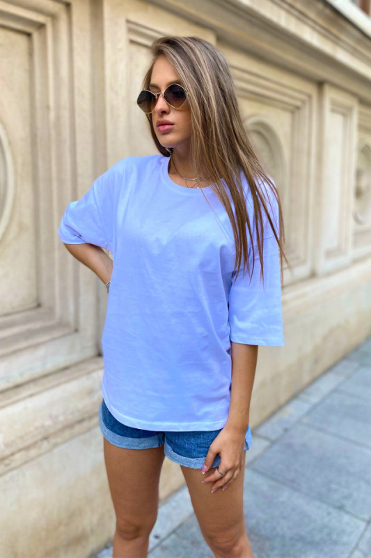 Tricou bumbac Allexa, cu lungime medie si fara imprimeu, Alb, Marimea S/M