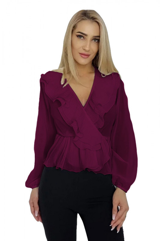Camasa Natasha, cu volane, Mov, Marime universala S/M