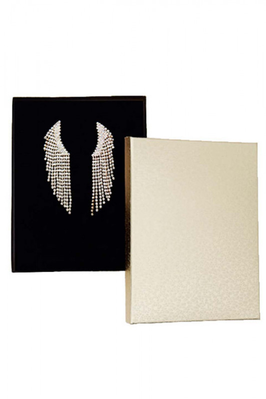 Cercei lungi Hanry, cu pietre semipretioase, in forma de aripi, in cutie cadou, auriu, CH012