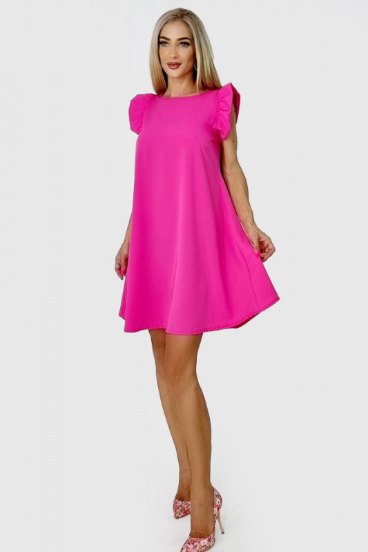Rochie larga Azzuro, cu umeri bufanti si croiala in A, Fucsia, Marime universala S/M/L