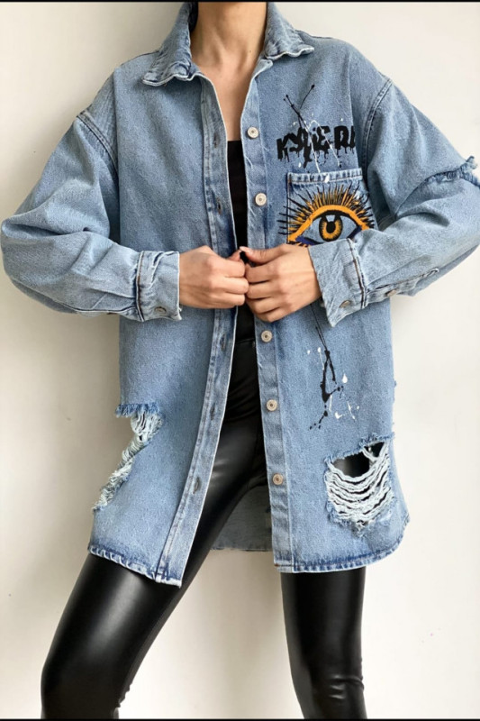 Camasa lunga din denim, Sahar, Eye