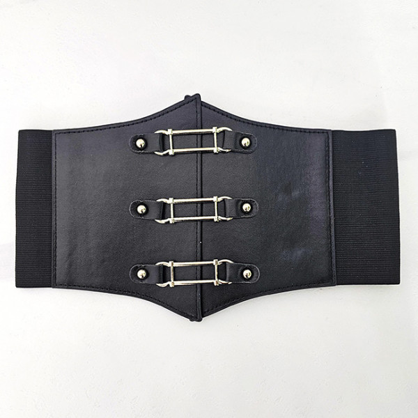 Centura corset Tao, din piele ecologica, elastica, cu capse si detalii metalice