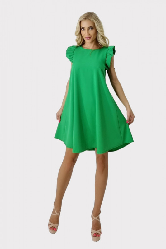 Rochie larga Azzuro, cu umeri bufanti si croiala in A, Verde deschis