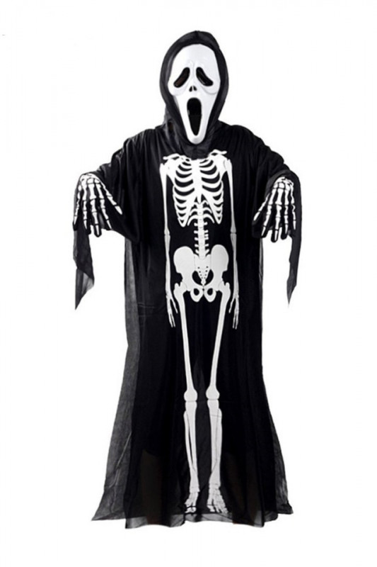 Costum de Halloween pentru adulti, The ghost, negru, Marime universala S/M
