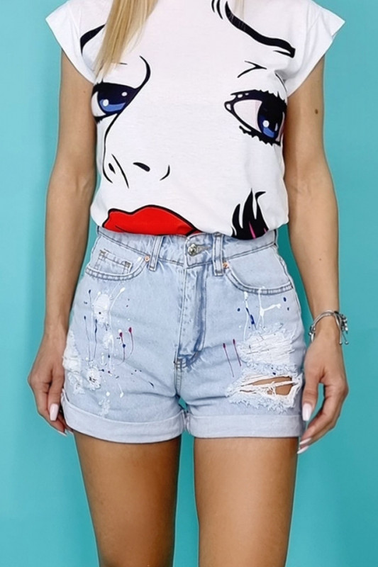 Pantaloni scurti din denim Infiori, cu talie inalta